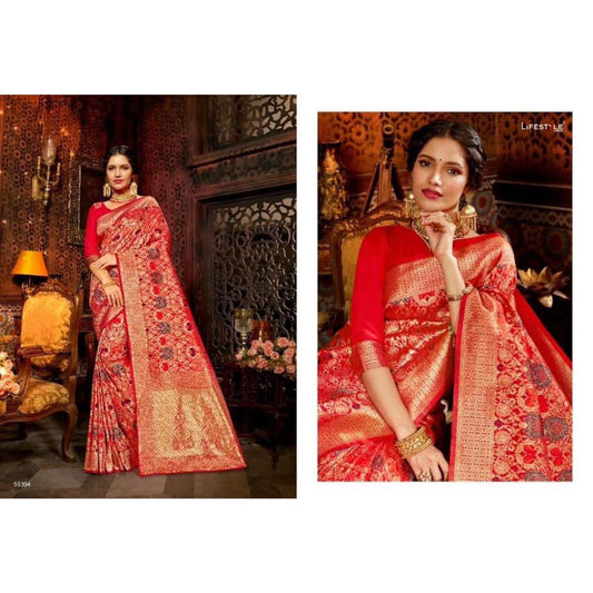 red banarasi Saree