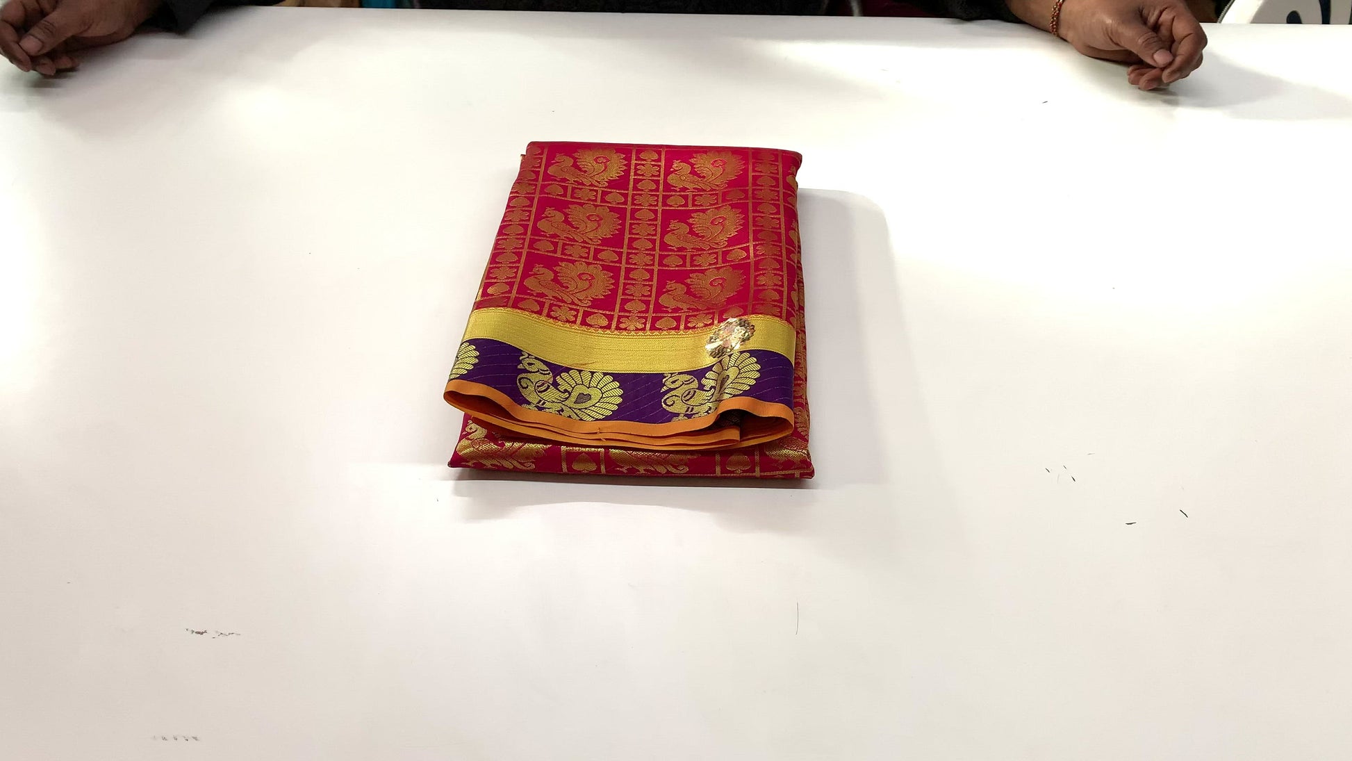 brocade peacock magenta pattu saree