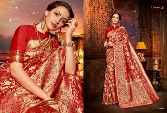red banarasi saree