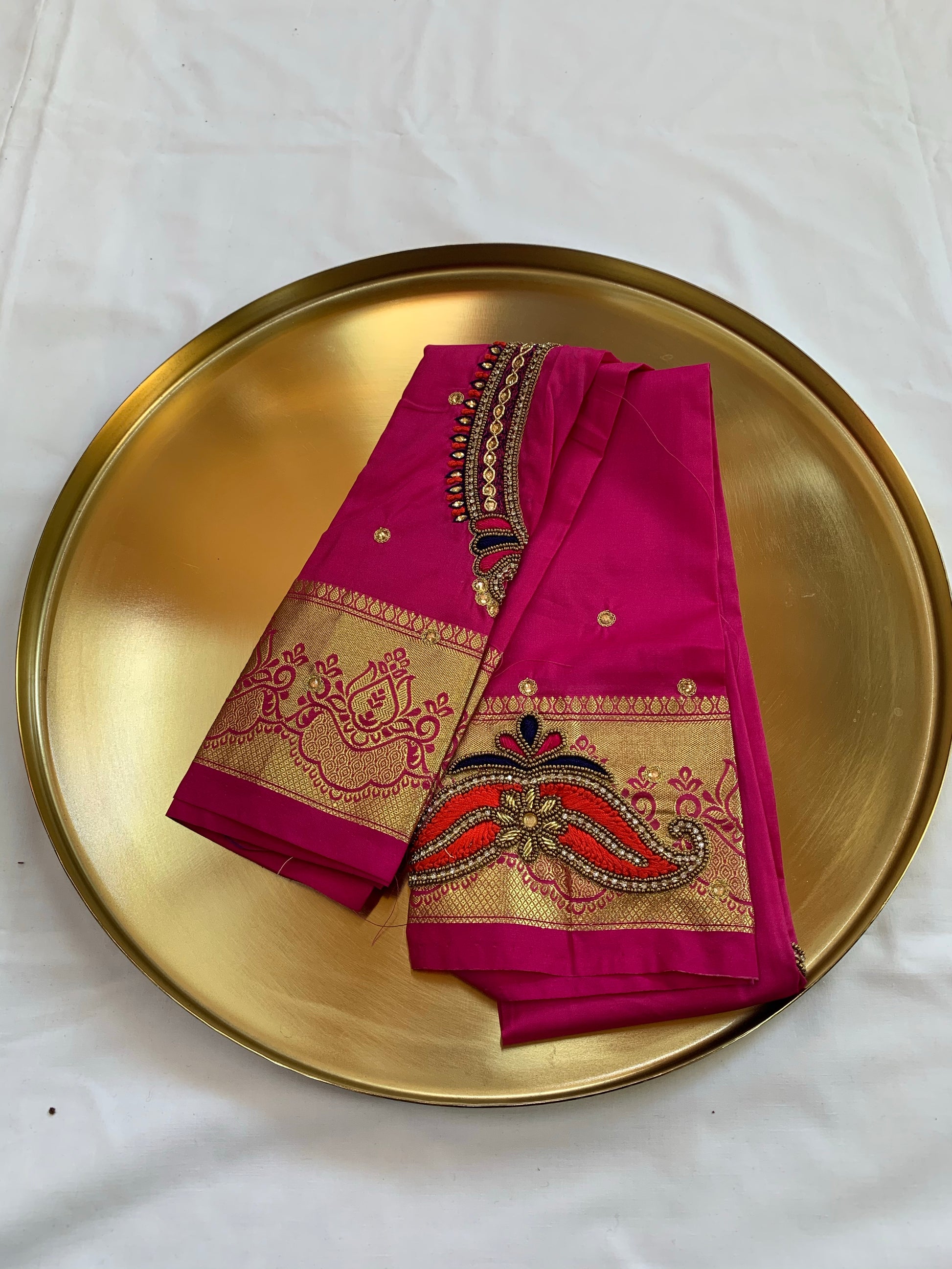 soft brocade green magenta pattu saree