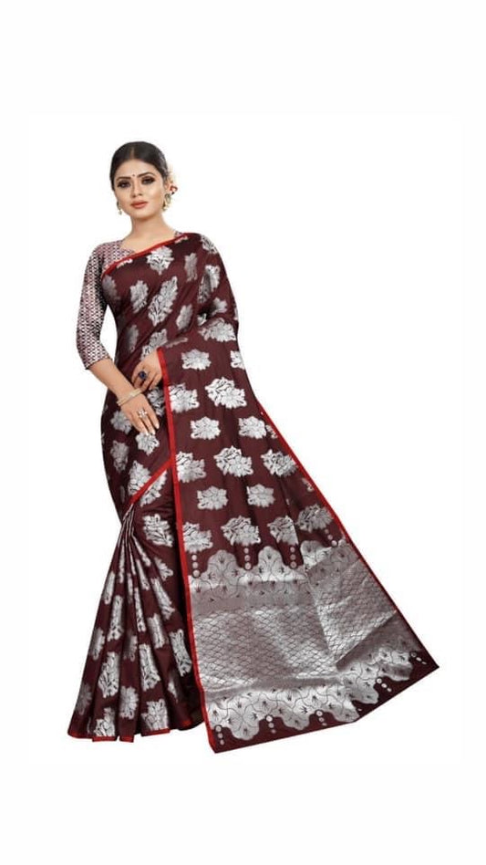 Designer saree in silver