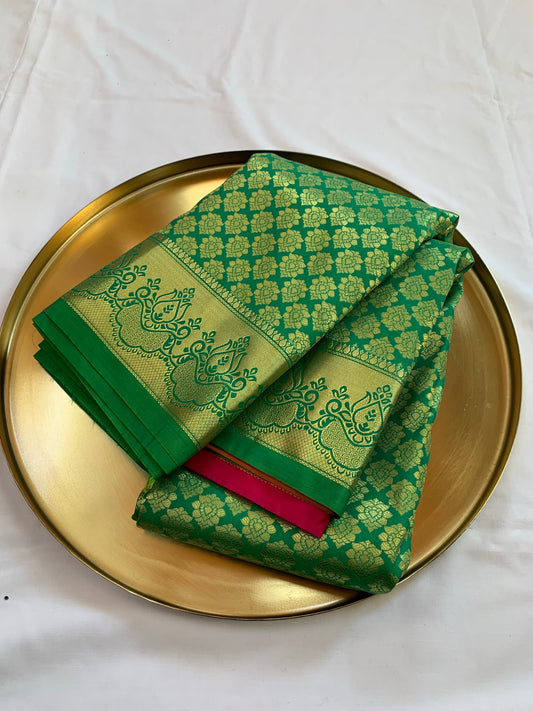 soft brocade green magenta pattu saree